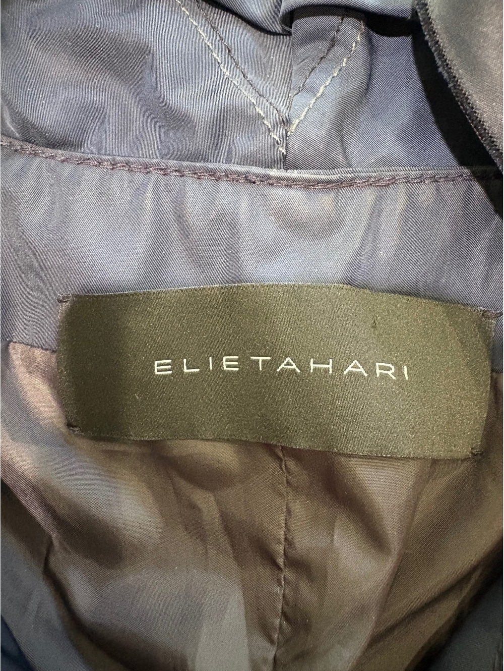 Elie Tahari Navy Blue Zip-Up Utility Jacket Mock Neck Cinched Waist Size XS
